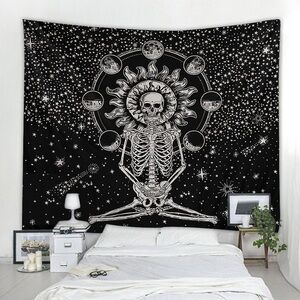 ‼️SOLD Black and White Skeleton Tapestry
